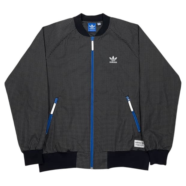 아디다스 파이어버드 체크 트랙탑 블루종 자켓 XL