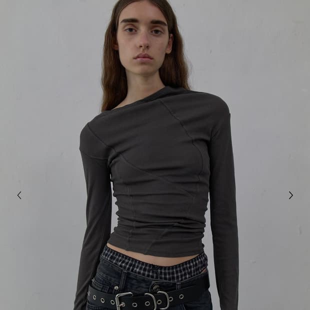 LCDC CURVED LONG SLEEVE TOP (GREY) M