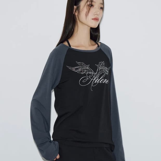 헬레네파리스 래글런 엔젤 레터링 롱 슬리브