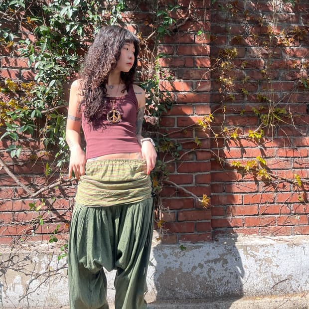 히피 줄무늬 사무엘 팬츠