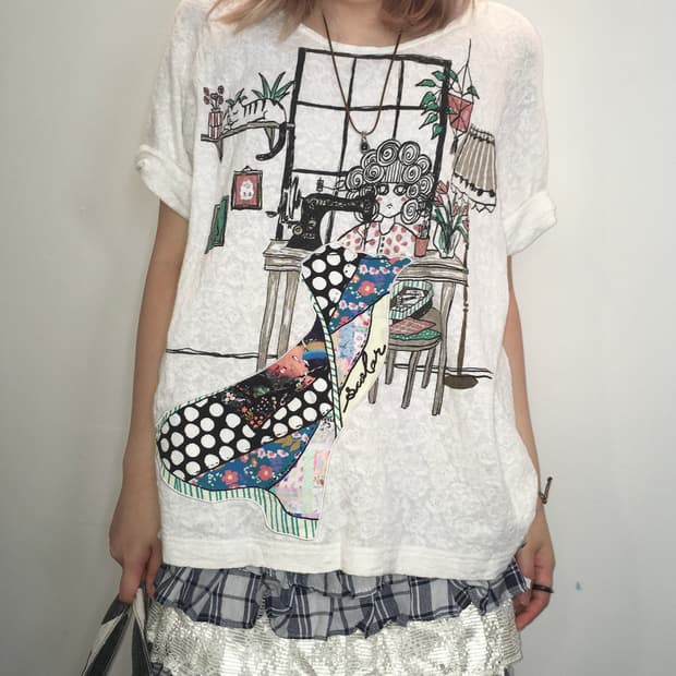 -scolar Japanese bobtail patch t shirt •