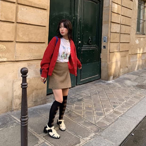 모데스트무드 마르쉐 가디건 레드