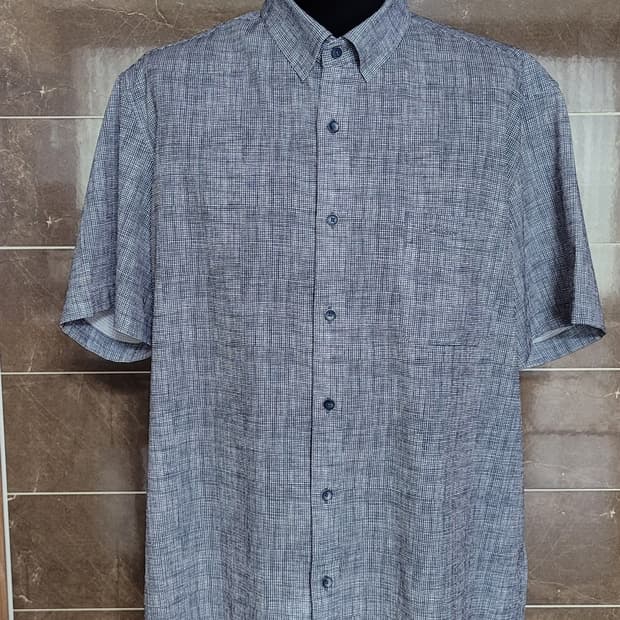 (남성110사이즈)인디안 체크 반팔 셔츠(구김없는소재)
