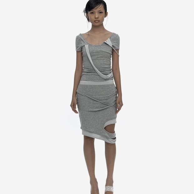 Peek-a-boo Strap Skirt Gray