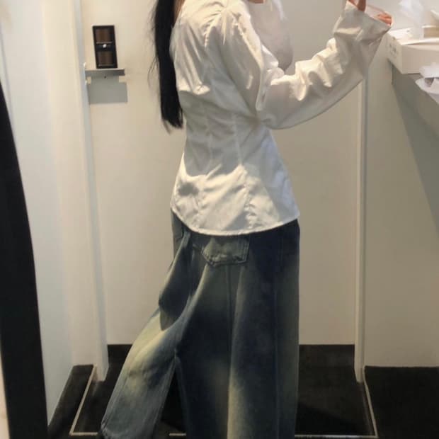 트리밍버드 incision Denim set-up Skirt 데님 스커트