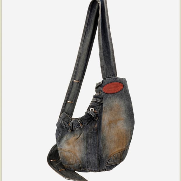 프라블럼올웨이즈 더티 워싱 데님 크로스백 