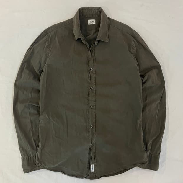 CP 컴퍼니 가먼트다잉 나일론 오버셔츠 다크 올리브