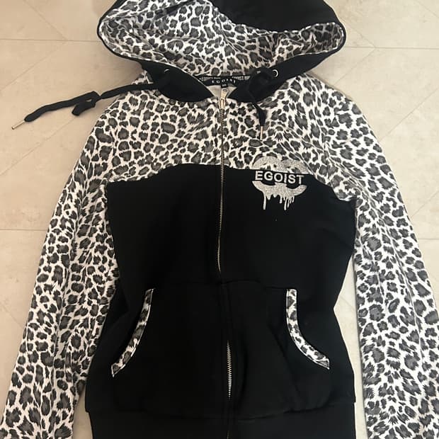 착샷 있음)에고이스트 호피 레오파드 후드집업 오네 갸루