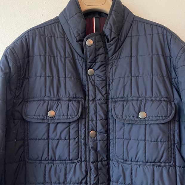 타미힐피거 남성 네이비 경량패딩누빔패딩점퍼