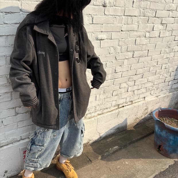 스투시 오버핏 울 바시티