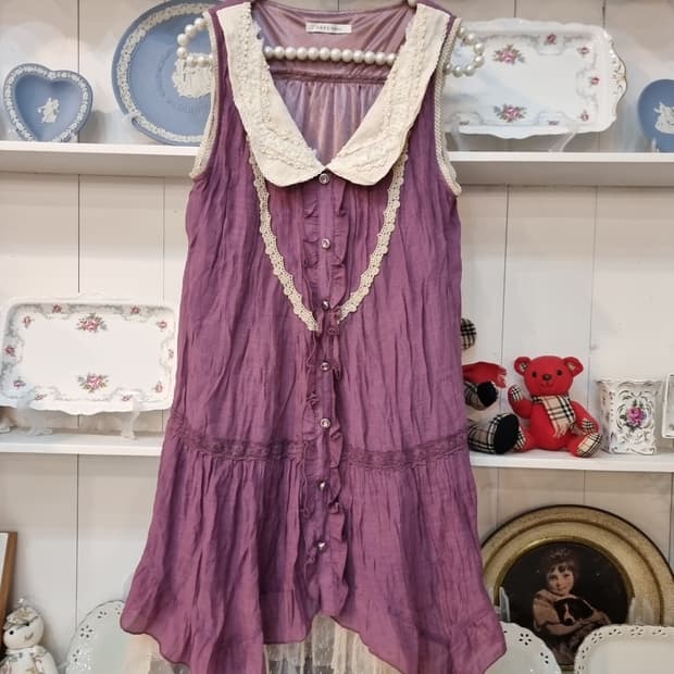 Axes Femme 레이스 빅카라 퍼플 모리걸 원피스