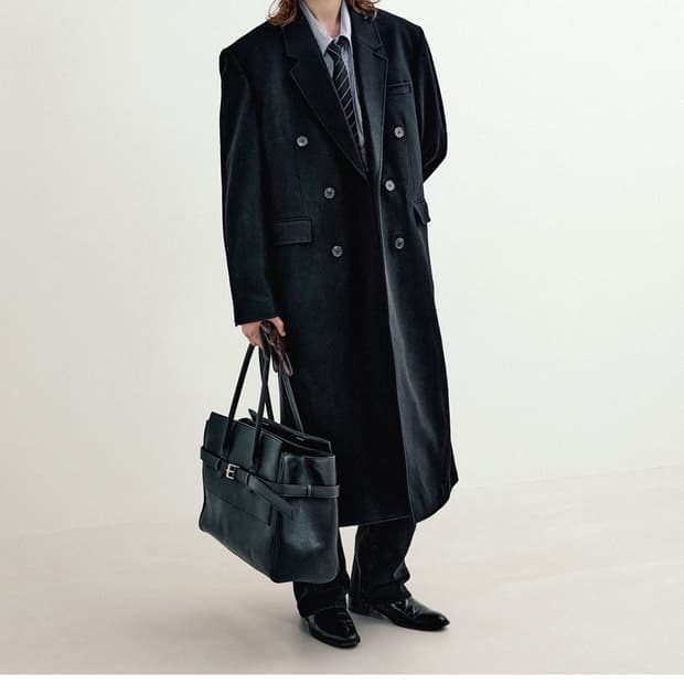 엘무드 그레이웨일 더블 코트 블랙 44사이즈