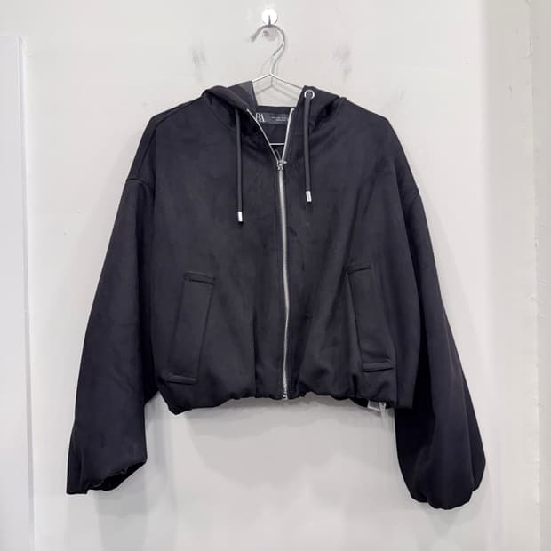 자라스웨이드 크롭후드 자켓