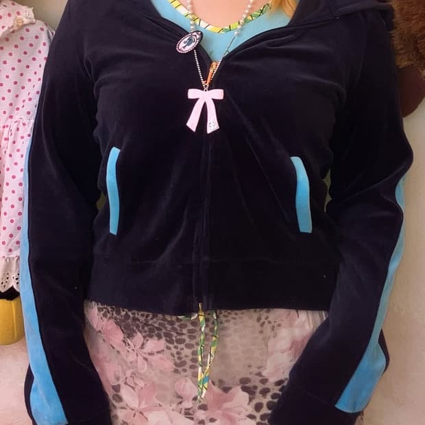 jpn 네이비 블루 벨벳 크라운 집업