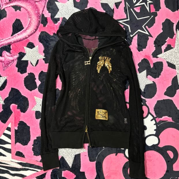 Y2K gold spangles wing punching zip-up