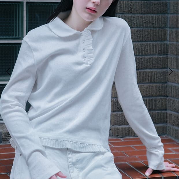 오헤시오 round collar frill long t-shirt 