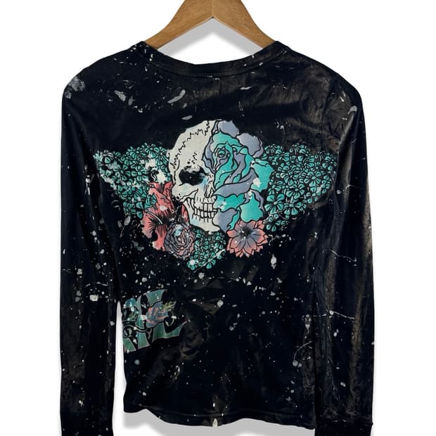 USA MADE 페인팅 스컬 그래픽 롱슬리브1858