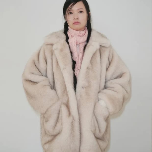 펀프롬펀 MIXED FUR HALF COAT (beige)