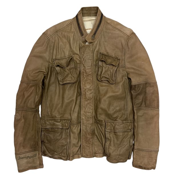 디젤 유틸리티 포켓 카우 레더 자켓 L