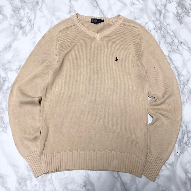 폴로 랄프로렌 브이넥 니트 베이지