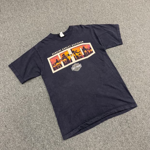 L) 할리데이비슨 빈티지 스모키마운틴 프린팅 반팔 티셔츠