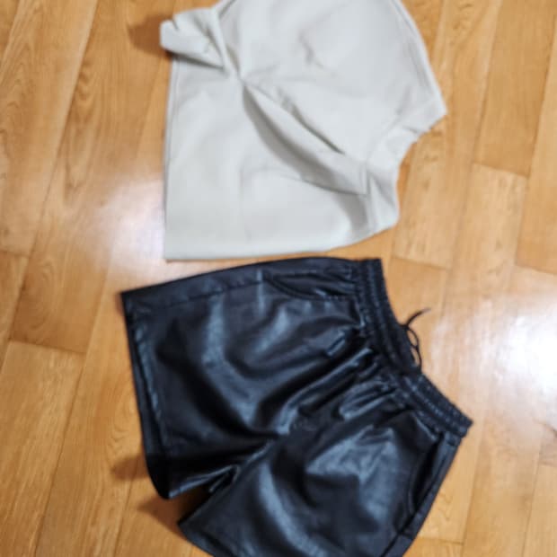 레더 반바지 블랙/아이보리 세트 F(44~55)