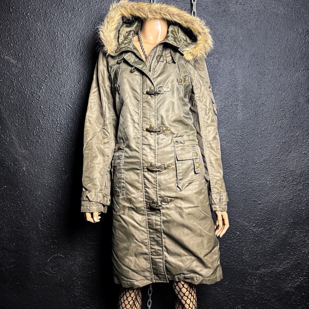 Vintage Fur Hood Long Parka