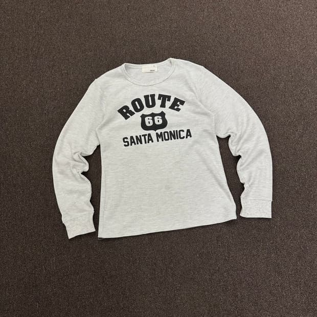 M)Japanese vintage 여성 레터링 와플 크루넥 긴팔