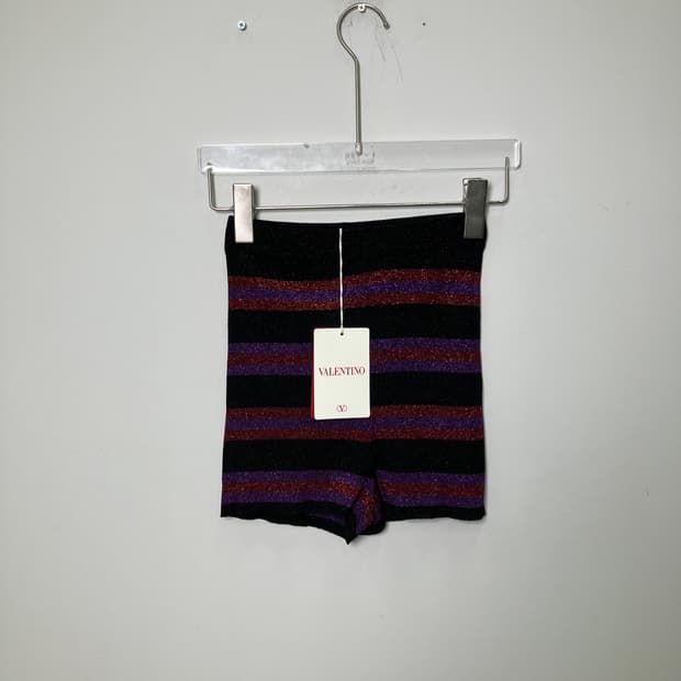 발렌티노 메탈릭 스트라이프 니트 쇼츠 S