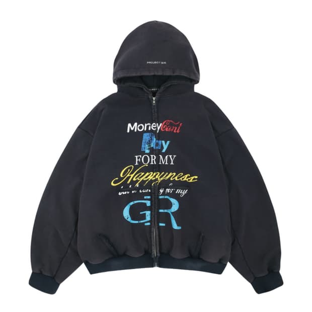 프로젝트GR 후드집업 블랙 해피니스 집 후드 네이비