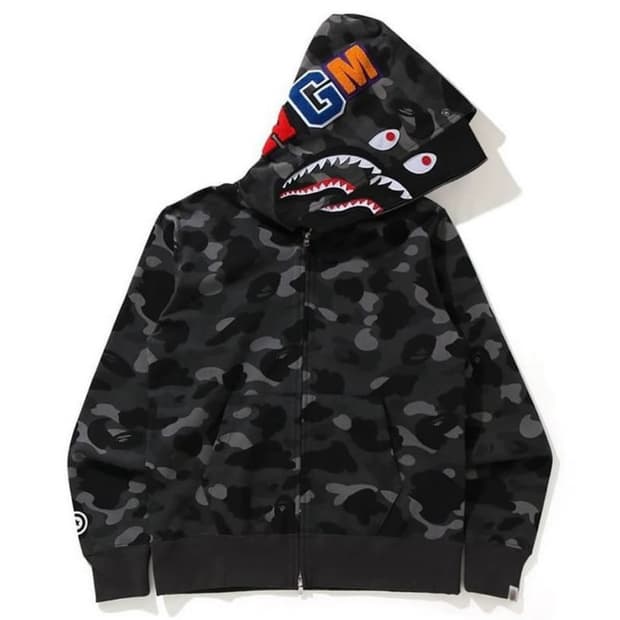 베이프 BAPE 샤크 더블 후드집업 블랙 XL