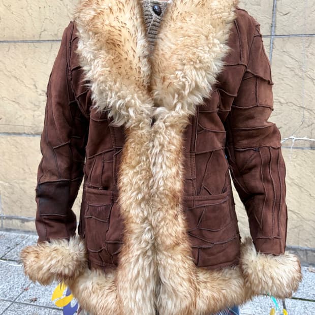 일본 빈티지 갸루 브라운 퍼 무스탕 코트