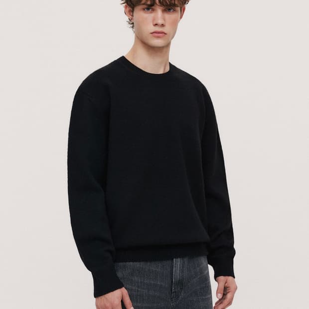 [L] 수아레 데일리 라운드 니트 블랙