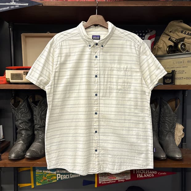 00s 파타고니아 멀티 스프라이트 옥스포드 버튼다운 반팔셔츠 N1246