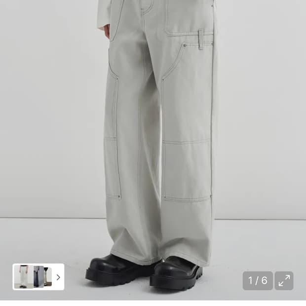 (L) 드로우핏 워시드 더블니 카펜터 워크 팬츠 [LIGHT GREY]