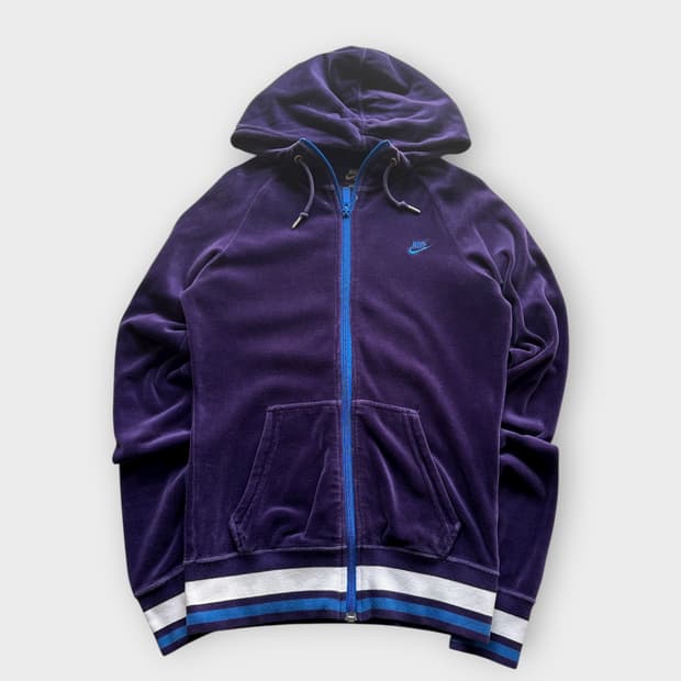 나이키 Y2K 벨벳 퍼플 후드집업