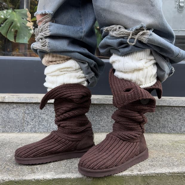 2000s Y2K 니트 카디 어그 부츠