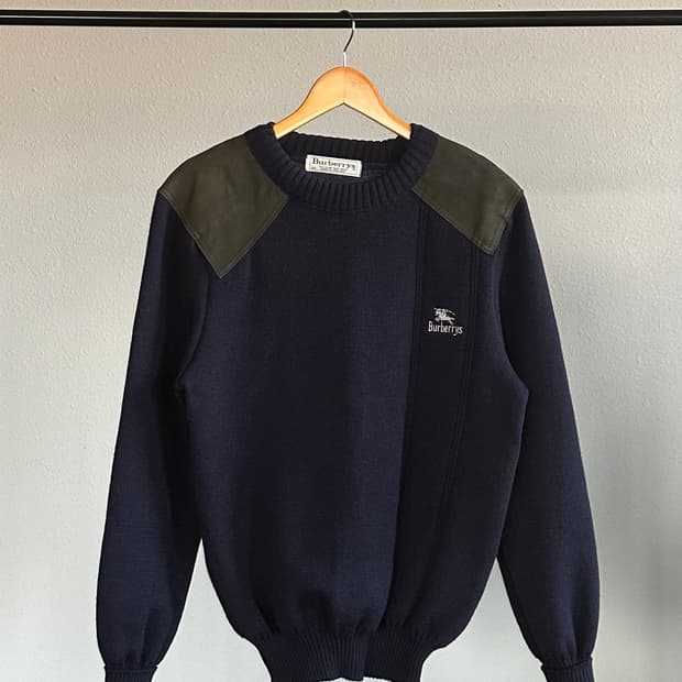 [M]버버리 BURBERRYS 엘보 패치 코만도 니트 네이비