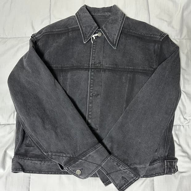 쿠어 페이디드 워싱 트러커 자켓 블랙 L 미착용 새제품