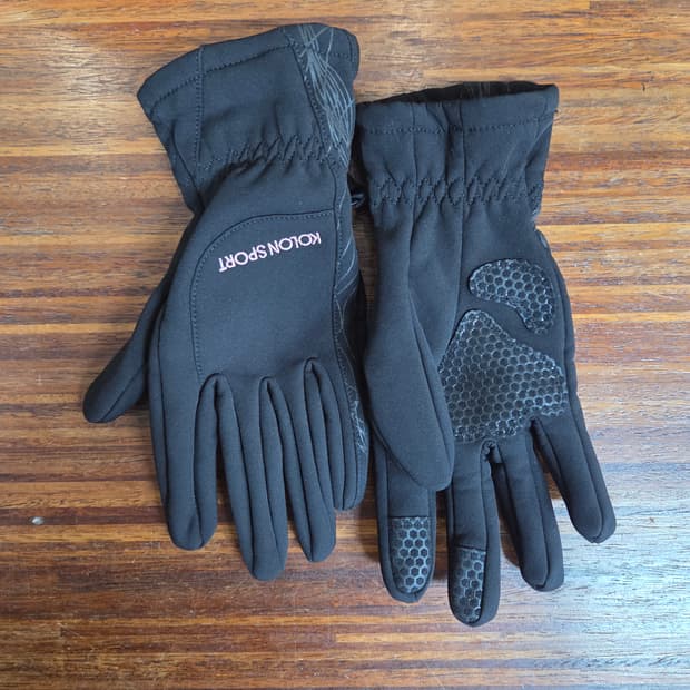 코오롱스포츠 여성 폴라텍 핑크 자수로고 장갑 m