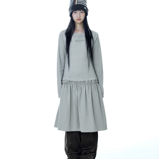 코이세이오 2WAY SHIRRING ONE PIECE LIGHT 카키