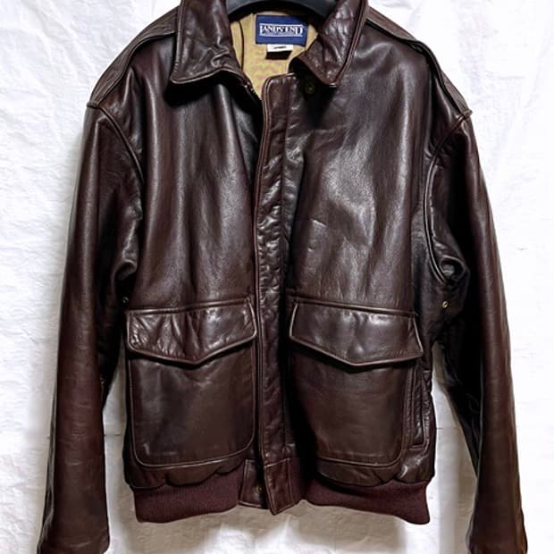 made in usa  lands end A-2 가죽 플라이트 자켓 L