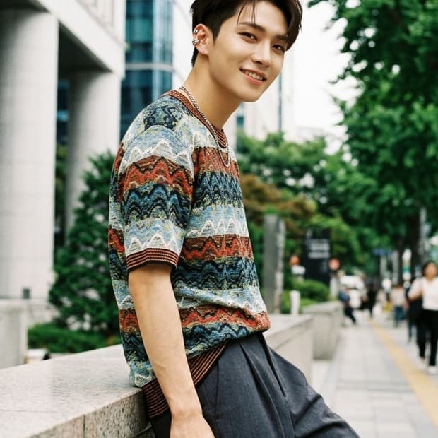오띠모 빈티지 패턴 반팔 니트 (95/M)
