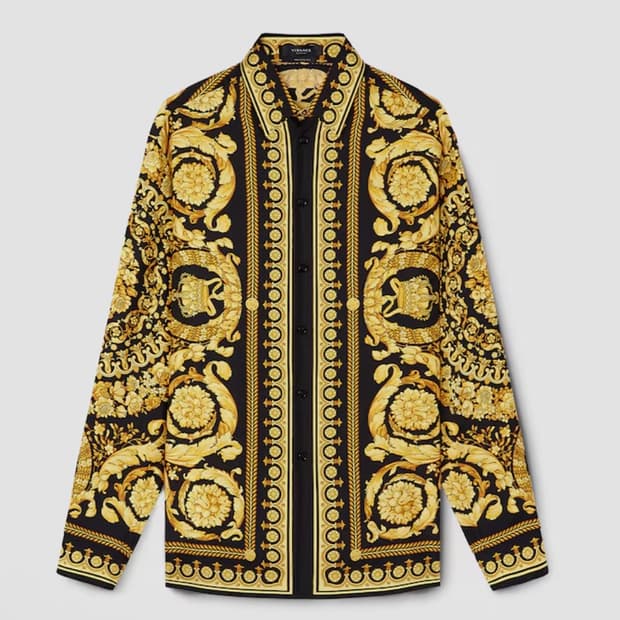 versace Barocco Printed Silk Twill Shirt