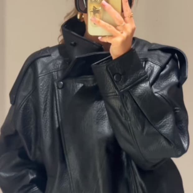 zara 자라 페이크 레더 점퍼 하이넥 가죽자켓