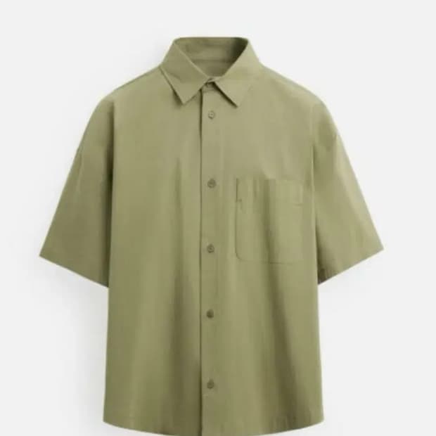 자라/ 워시드 포플린 반팔 셔츠/ M