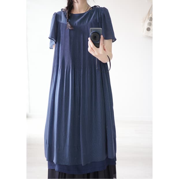 Navy dot ribborn dress