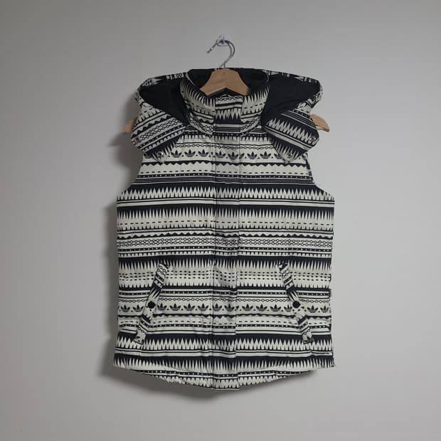 (85) ADIDAS 아디다스 여성 패턴 후드 패딩 조끼 베스트