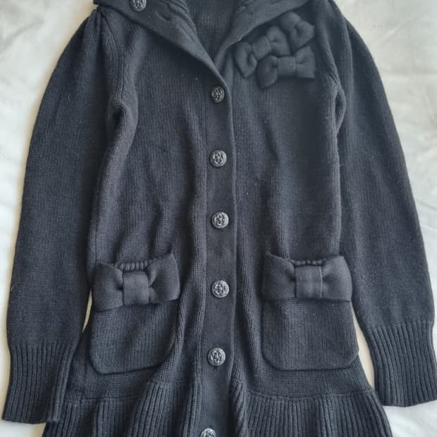 빈티지 모리걸 하구미 갸루 블랙 니트