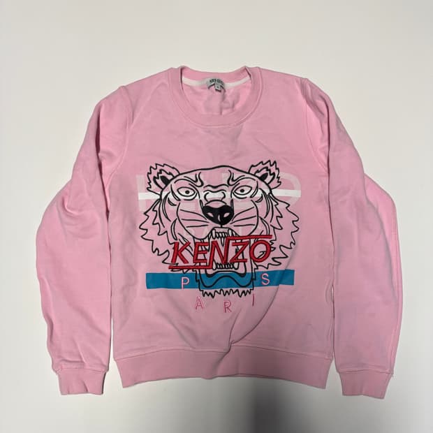 정품!! 겐조 Kenzo 시그니처 타이커 크롭 맨투맨 S 핑크
